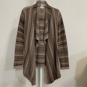 J. Jill Cardigan Sweater Women's Long Sleeve Open Front Knit Brown Size L Petite